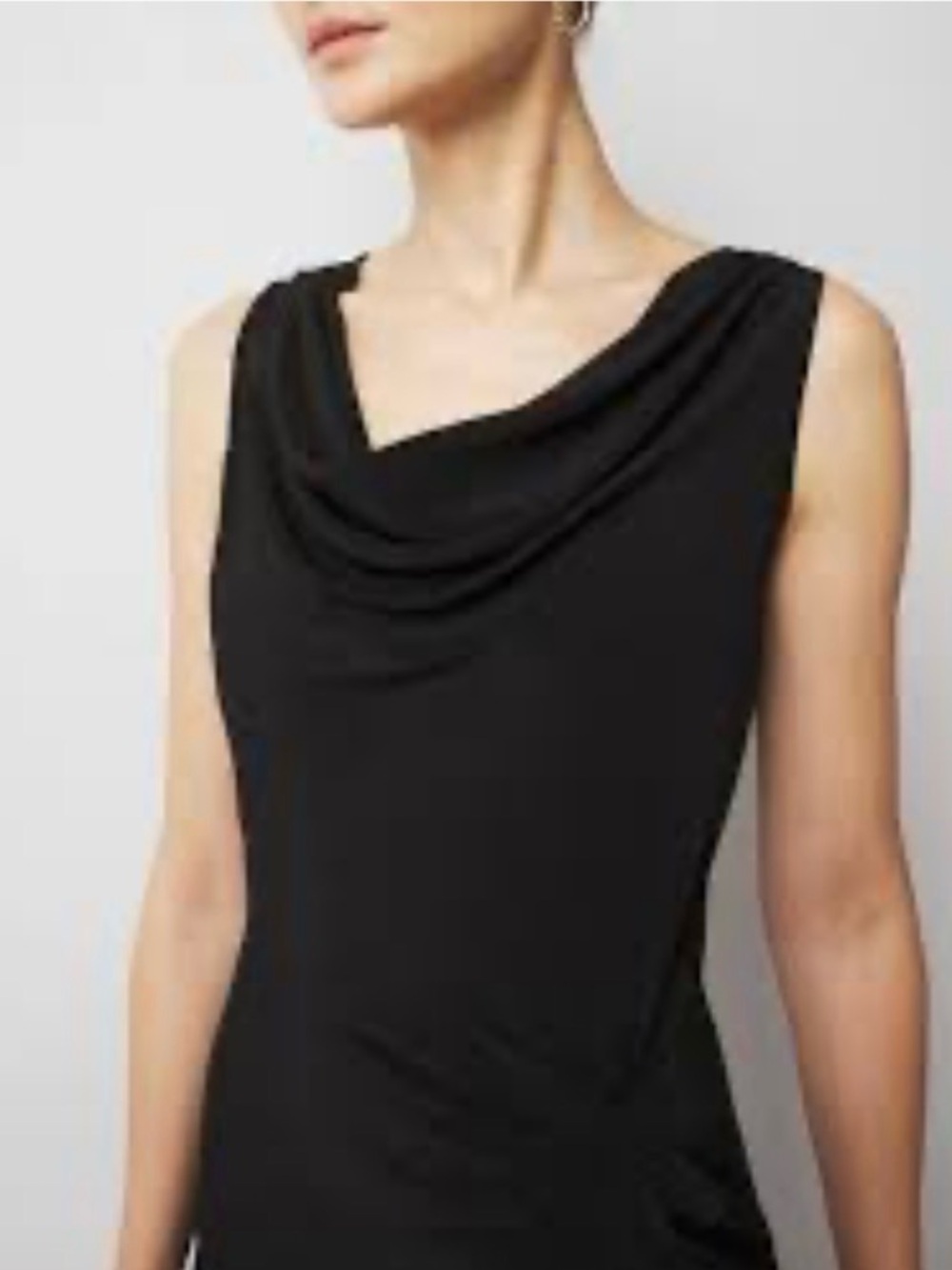 White House Black Market Black Sleeveless Cowl Neck Midi Dress size 6 cocktail
